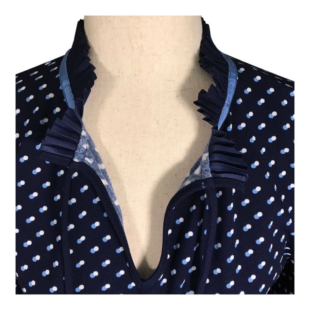 Talbots Blue Ruffle Collar Blouse - Picture 6 of 12